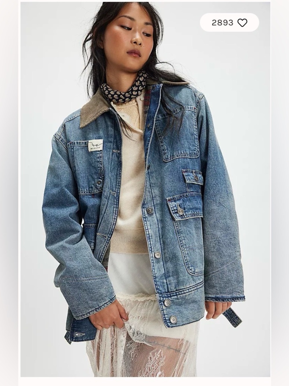 FREE PEOPLE x We The Free Sweet Talk Denim Barn Coat size large